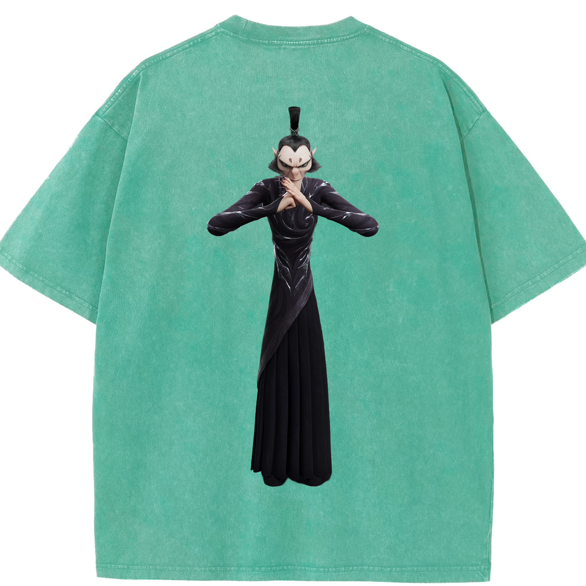 （画像用） Ne Zha 2 ナタ 魔童の大暴れ 綿100% ヴィンテージ風 半袖Tシャツ（背面プリント）